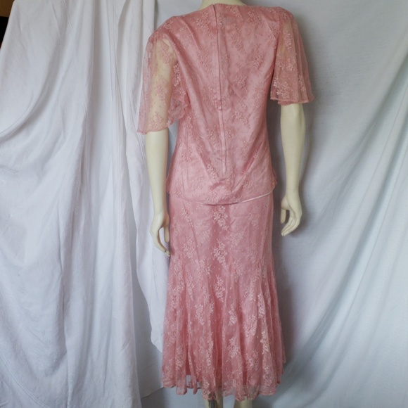 VTG Patra Nylon Rayon Lace Lined 2 Piece Skirt Set  Size 9/10 Large Made in USA - Picture 2 of 7